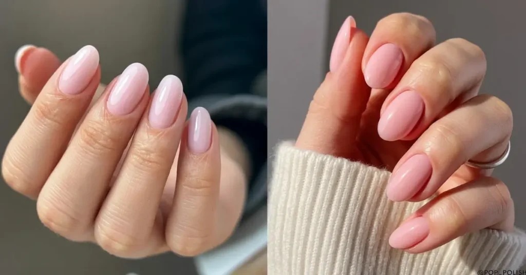 milky pink nails