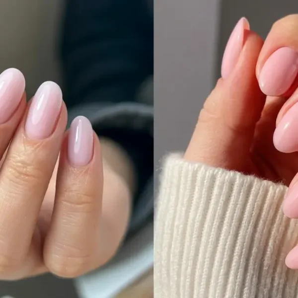 milky pink nails