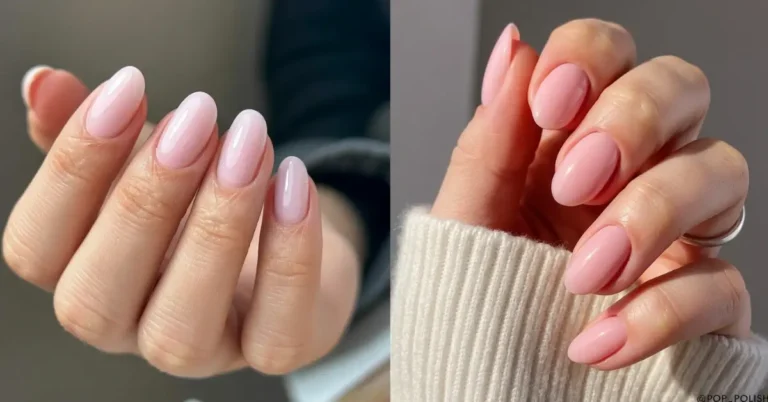 milky pink nails