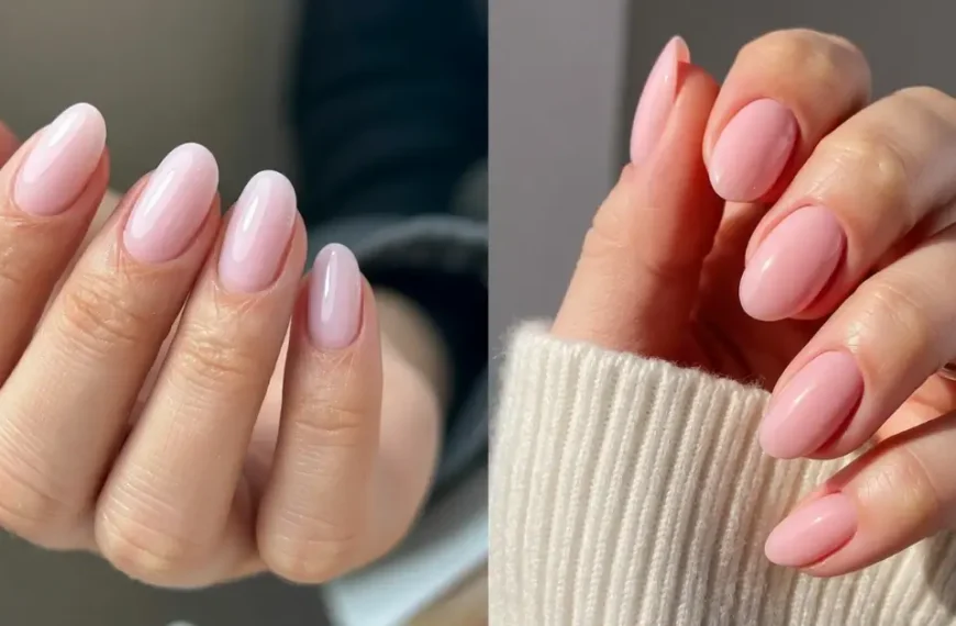 milky pink nails