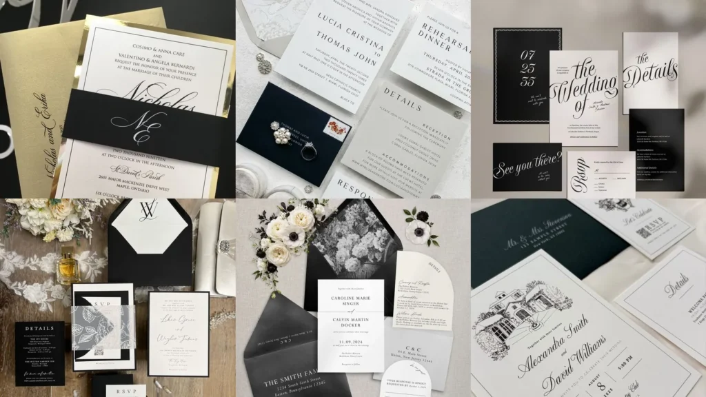 20 Black and White Wedding Invitation Suite Ideas and Pretty Variations