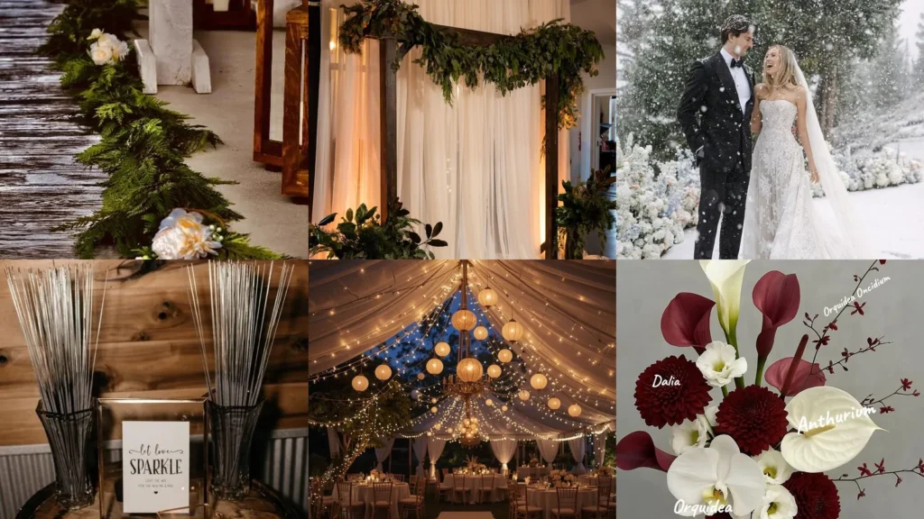 19 December Wedding Ideas With Greenery, Twinkling Lights and Festive Details