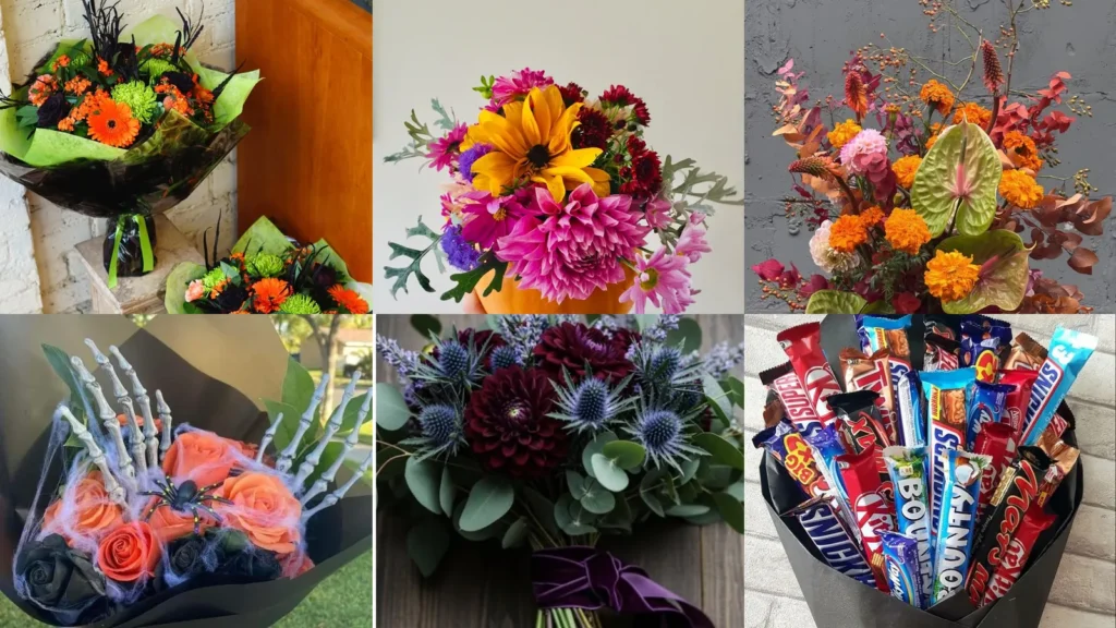 20 Halloween Bouquet Ideas With Spooky Flowers and Sweet Treats