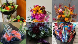 20 Halloween Bouquet Ideas With Spooky Flowers and Sweet Treats
