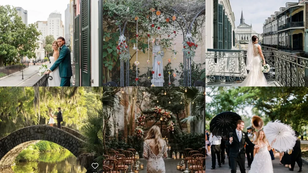 20 New Orleans Wedding Ideas With Courtyard Flowers and Pretty Parade Details