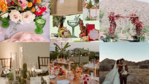 20 Palm Springs Wedding Ideas With Colorful Flowers and Retro Details