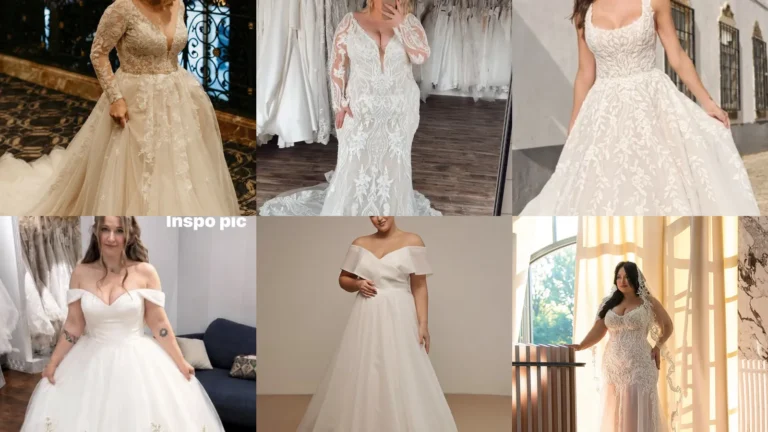 20 Plus Size Wedding Dresses With Pretty Florals, Sparkle and Statement Sleeves