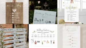 18+ Stunning Wedding Timeline Signage Ideas Guests Love